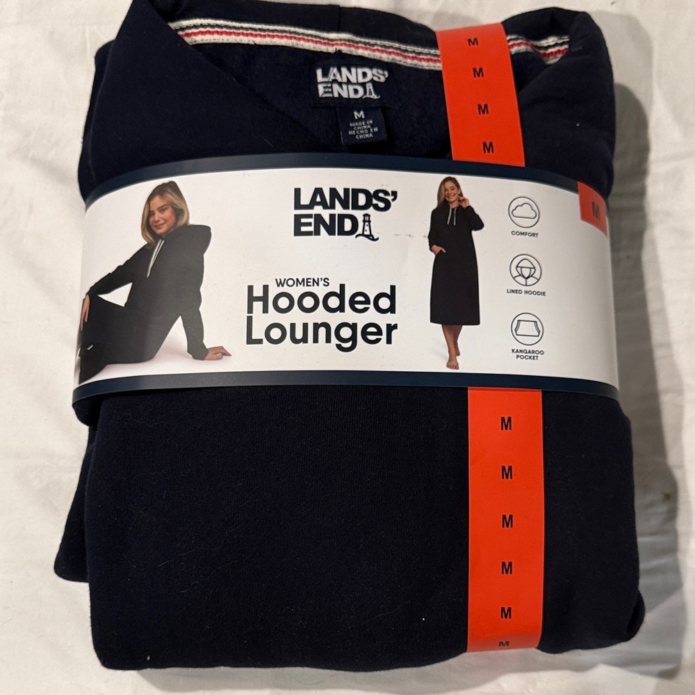 Lands' End Women's Hooded Lounger in Dark Blue
